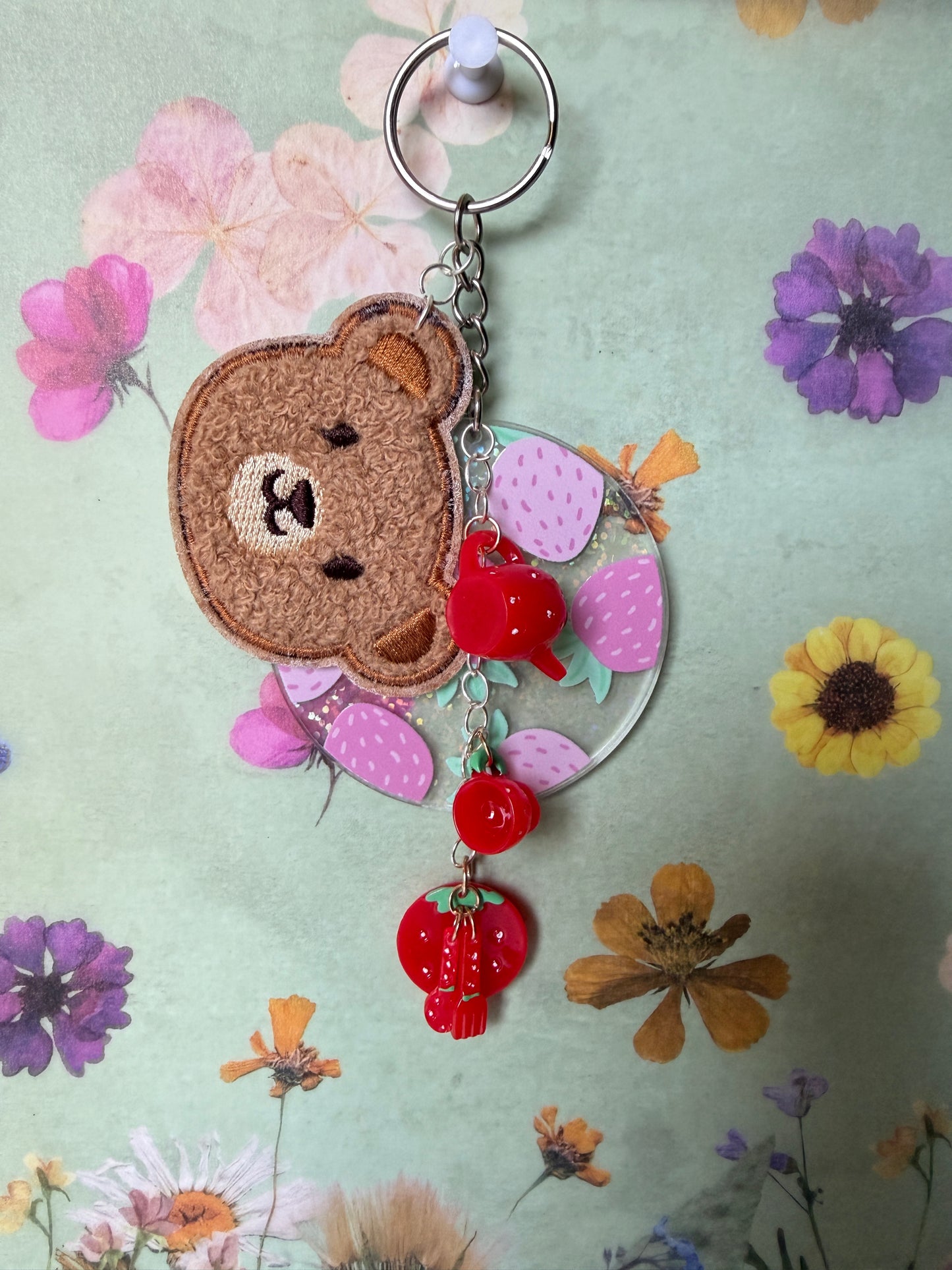 Strawbeary Picnic Keychain