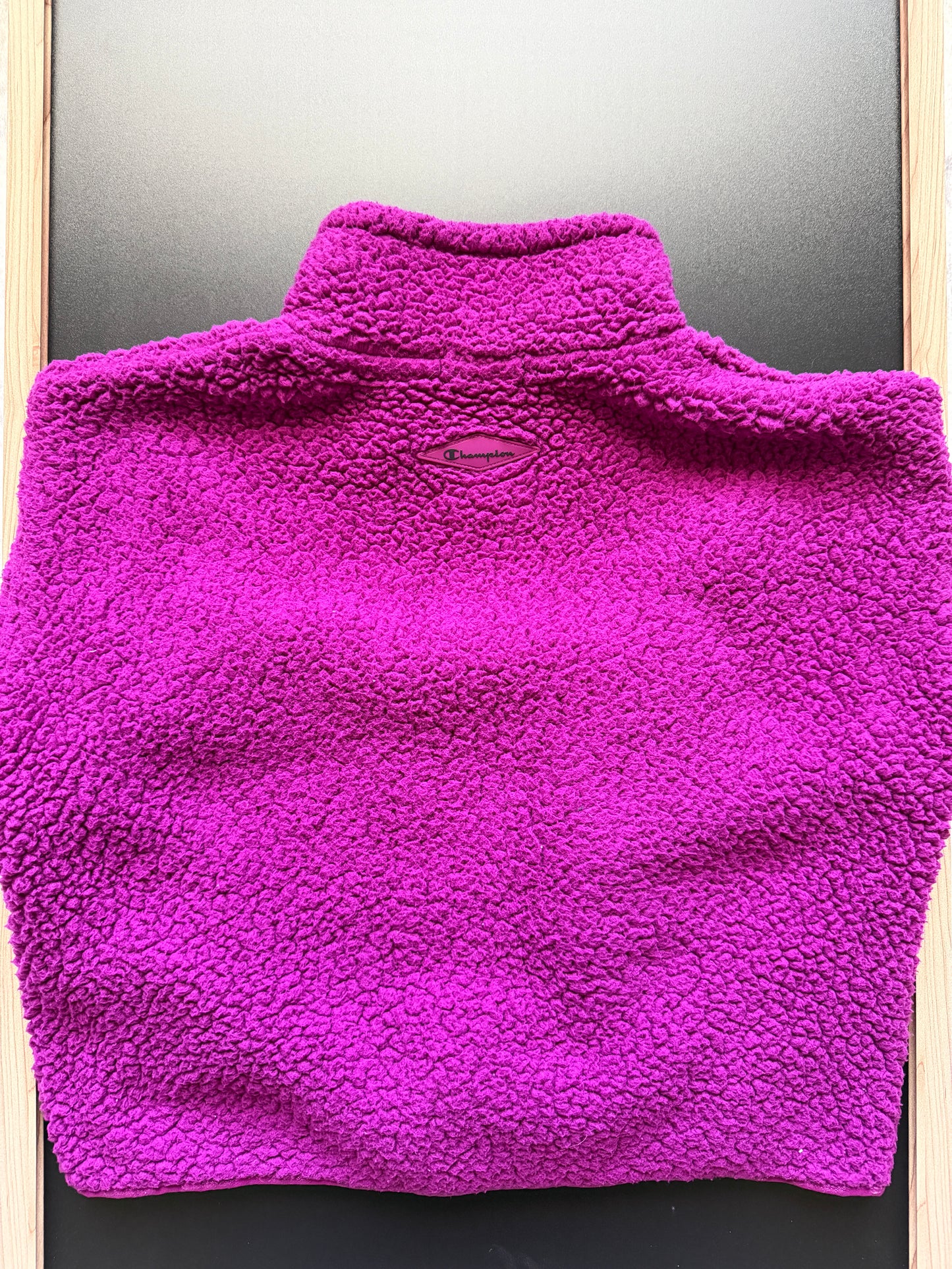 Champion Women's Cozy High Pile Quarter Zip Embroidered Logo pullover in Venture Pink