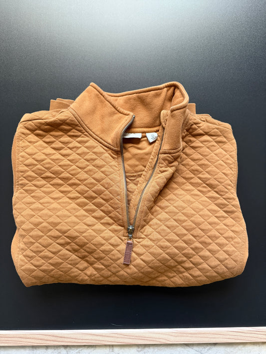 L.L. Bean Women's Quilted Quarter-Zip Pullover Brown
