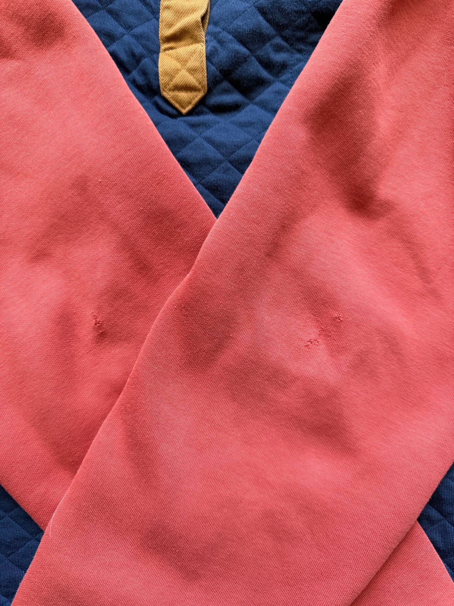L.L.Bean Women's Quilted Quarter Snap Pullover in Navy and Rust