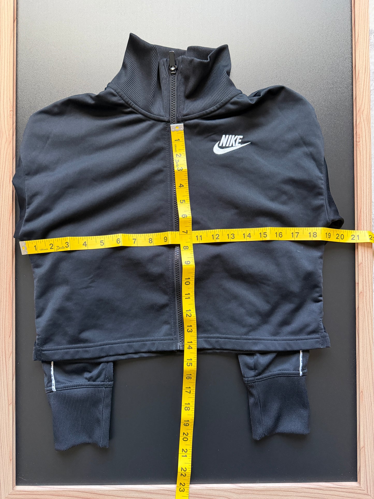 Nike Black Cropped Track Jacket W/ White strip