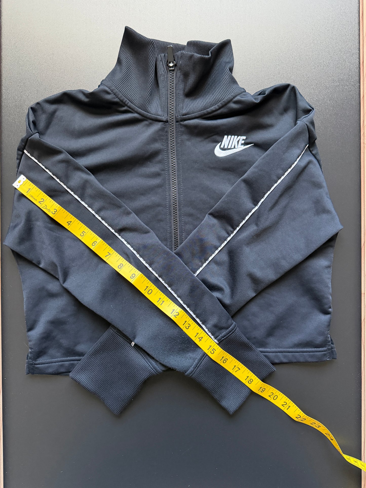 Nike Black Cropped Track Jacket W/ White strip
