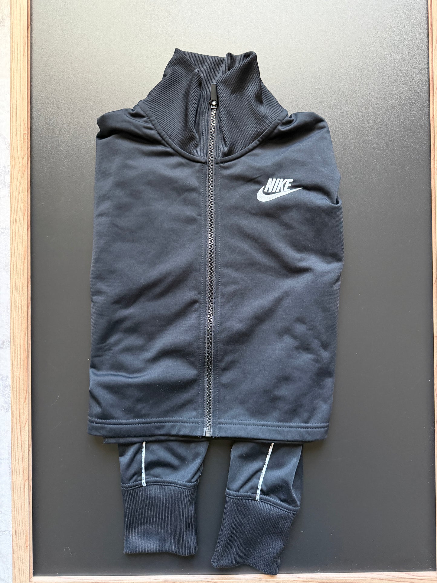 Nike Black Cropped Track Jacket W/ White strip