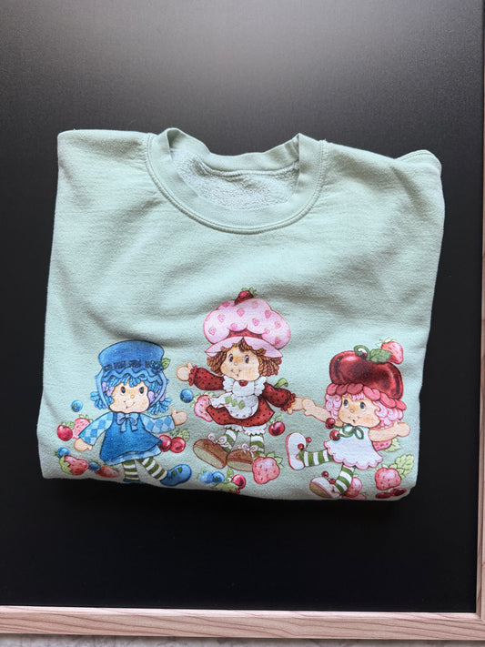 Women's Strawberry Shortcake Green Pullover Sweatshirt