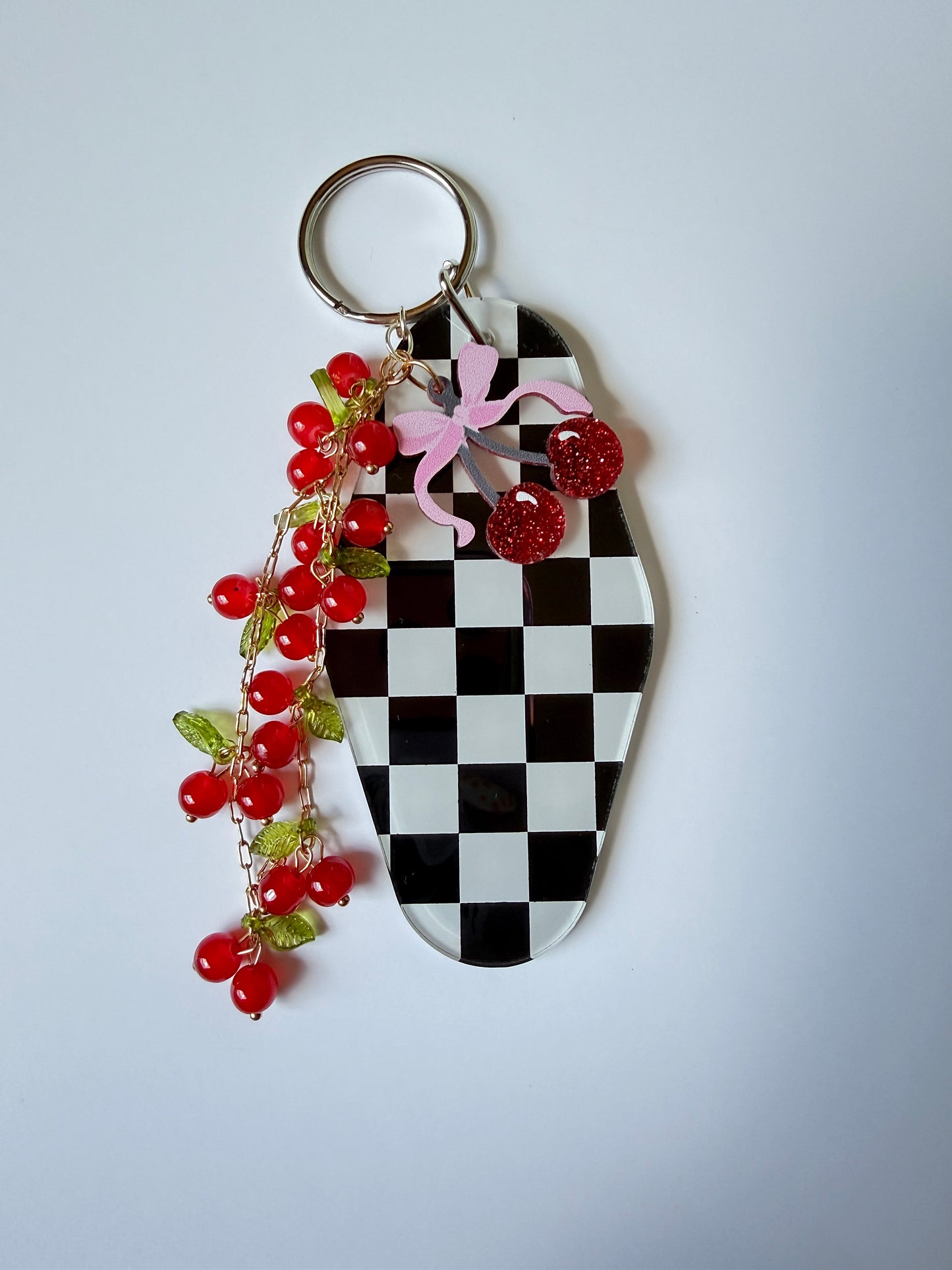 Checkered Cherries Keychain