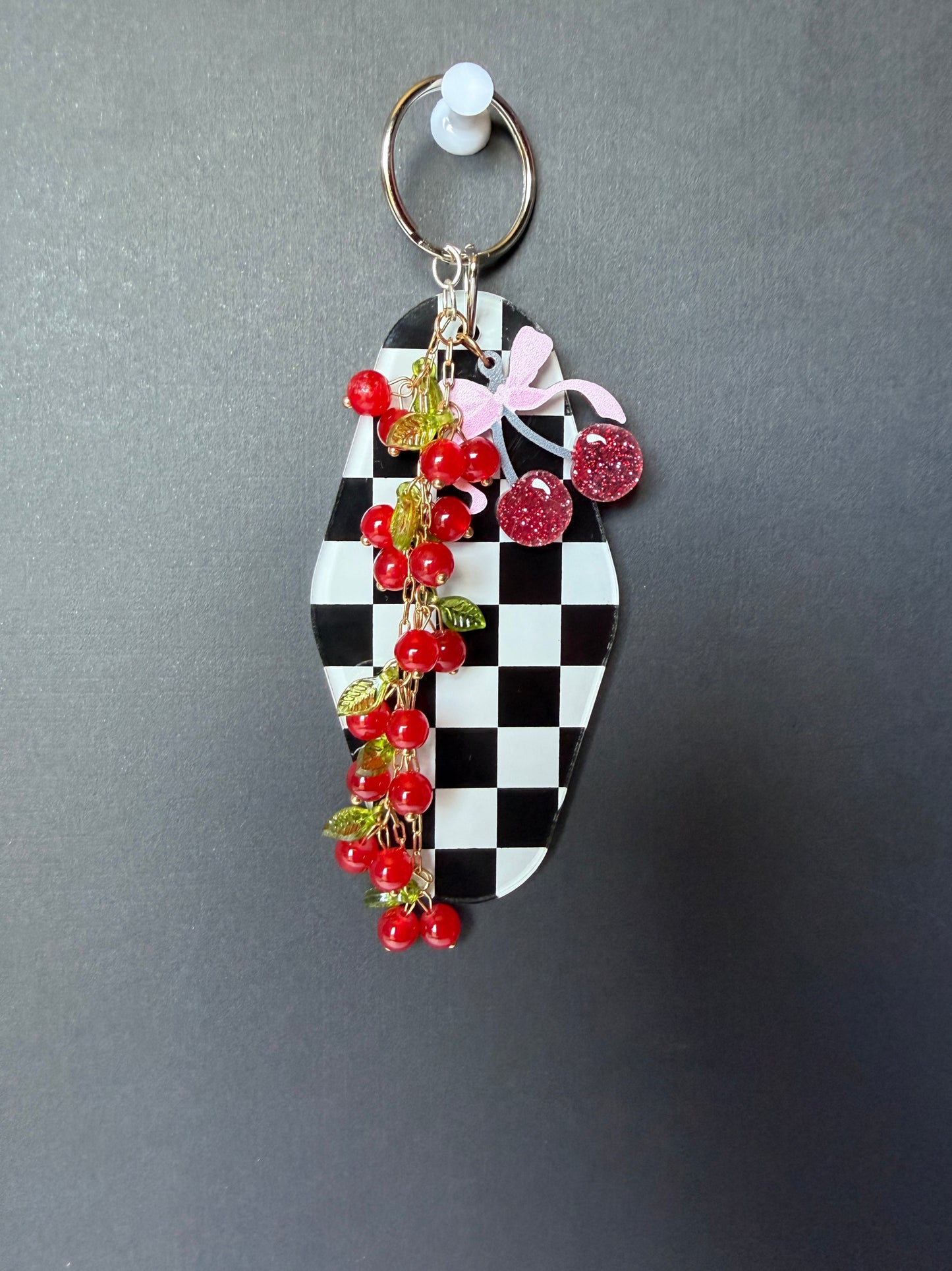 Checkered Cherries Keychain