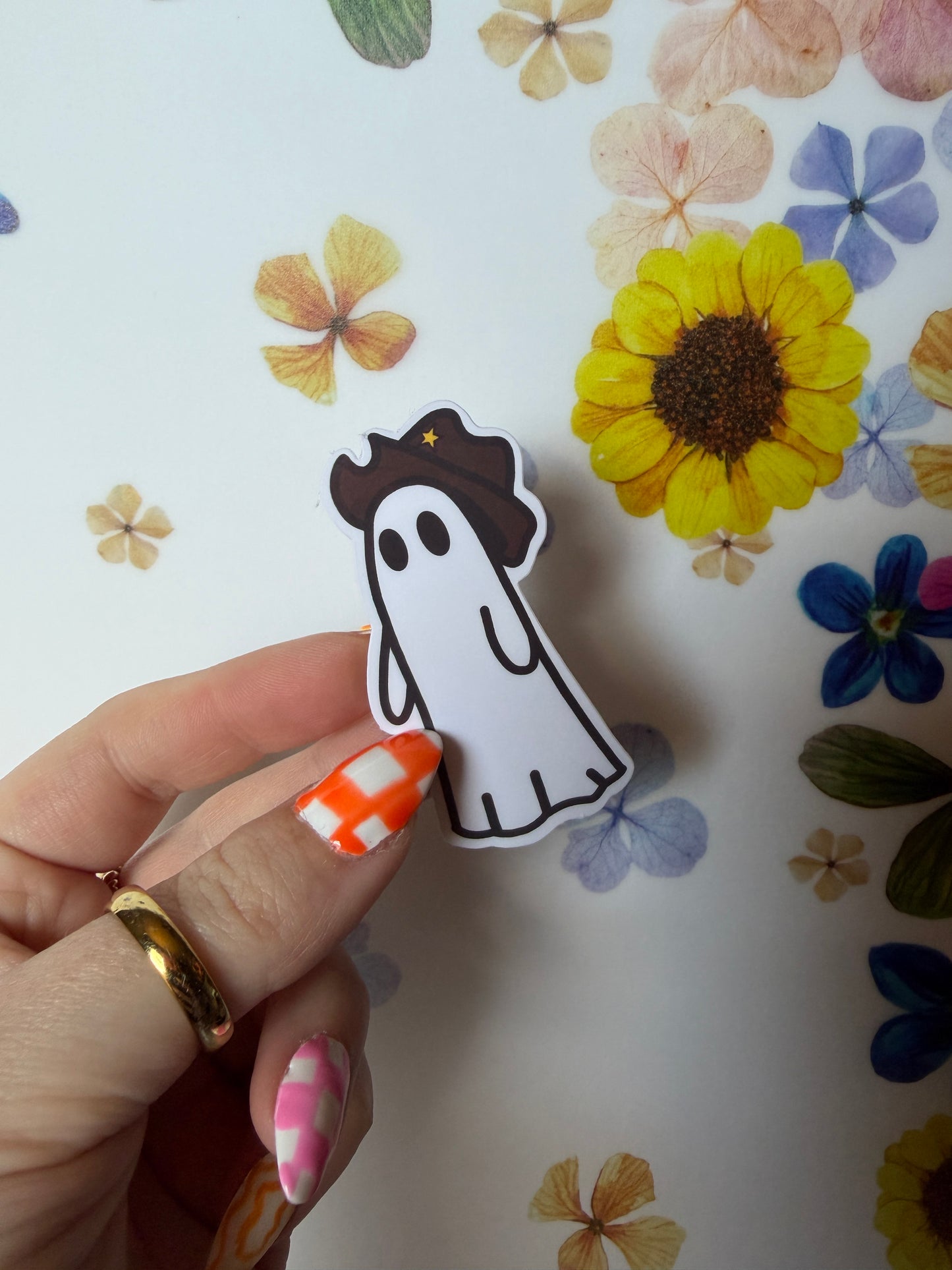 Ghost Cowboy Yuri Sticker – Spooky Western Vinyl Decal